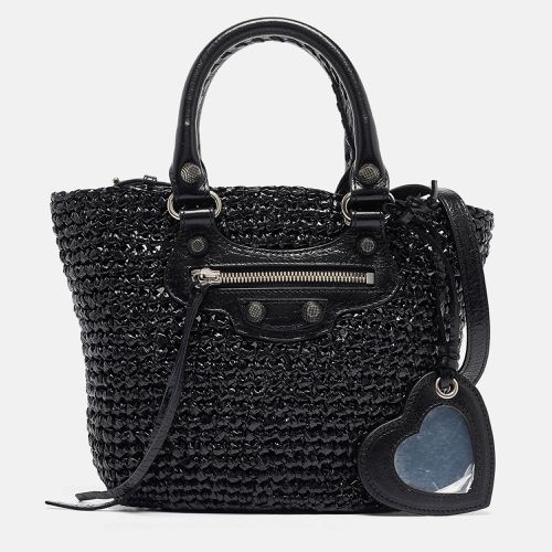 Balenciaga Black Woven Leather and Straw Le Cagole Basket Tote - Balenciaga - Modalova