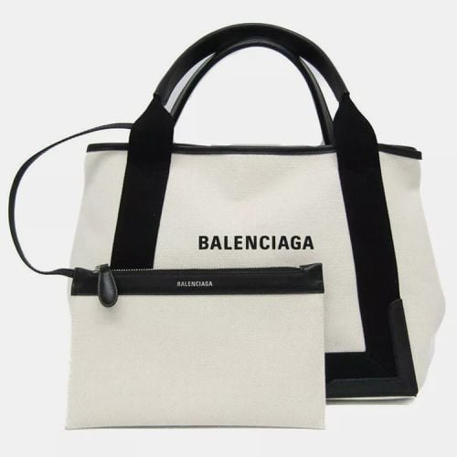 Balenciaga Black Canvas Leather Navy Cabas S Women's Handbag - Balenciaga - Modalova