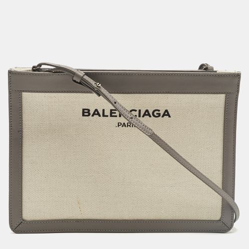 Balenciaga Grey Canvas and Leather Pochette Crossbody Bag - Balenciaga - Modalova