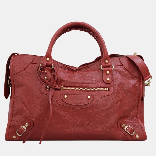 Balenciaga Red Lambskin Leather Agneau Gold Hardware Classic City Bag - Balenciaga - Modalova