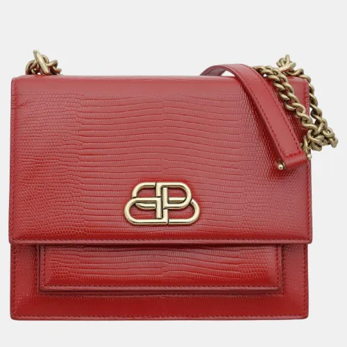 Sharp Small Lizard Embossed Leather Shoulder Bag - Balenciaga - Modalova