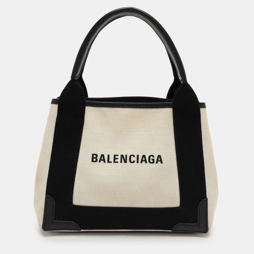 Balenciaga White/Black Canvas and Leather Cabas Tote - Balenciaga - Modalova