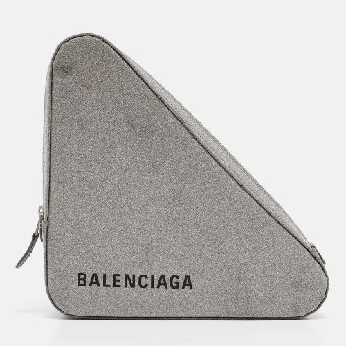 Balenciaga Silver Glitter Triangle Clutch - Balenciaga - Modalova