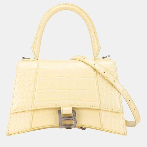 Balenciaga Yellow Small Embossed Hourglass Top Handle Bag - Balenciaga - Modalova