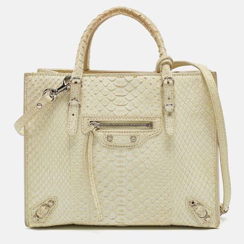 Balenciaga Light Yellow Snakeskin Mini Papier A4 Tote - Balenciaga - Modalova