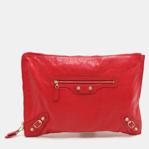 Leather Papier Clutch - Balenciaga - Modalova