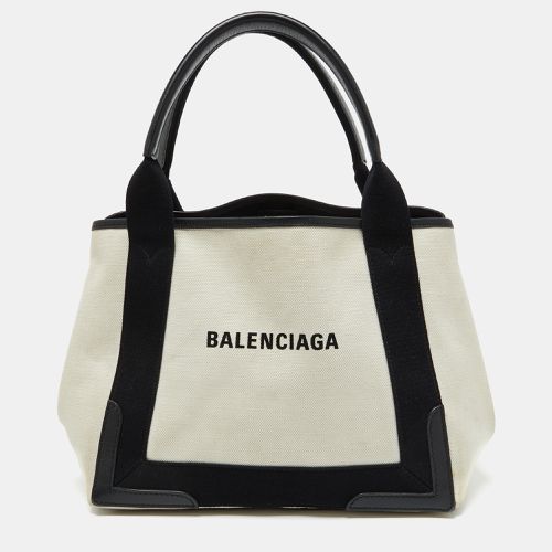 Balenciaga Off White/Black Canvas and Leather Small Cabas Tote - Balenciaga - Modalova