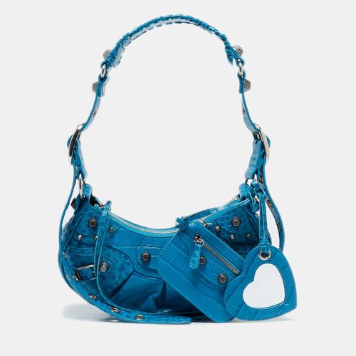 Balenciaga Blue Croc Embossed Leather XS Le Cagole Shoulder Bag - Balenciaga - Modalova