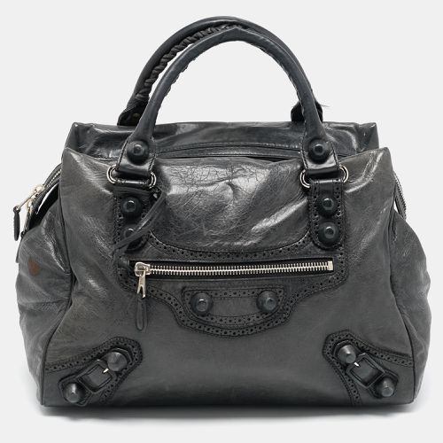 Balenciaga Dark Grey Leather Giant Brogues Midday Bag - Balenciaga - Modalova