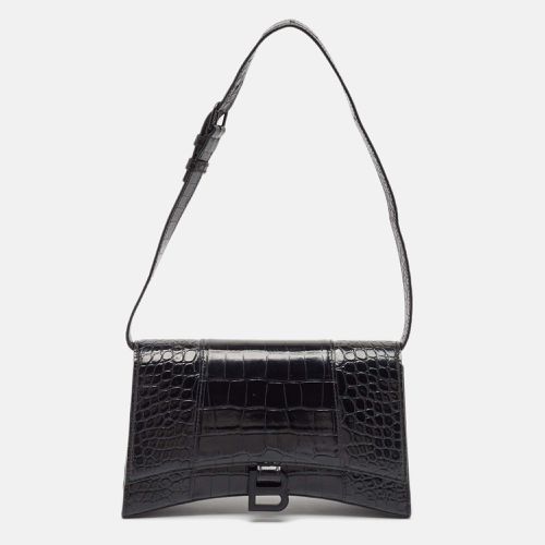 Croc Embossed Leather Hourglass Sling Shoulder Bag - Balenciaga - Modalova