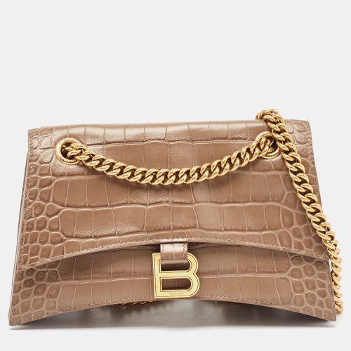 Croc Embossed Leather Small Crush Shoulder Bag - Balenciaga - Modalova