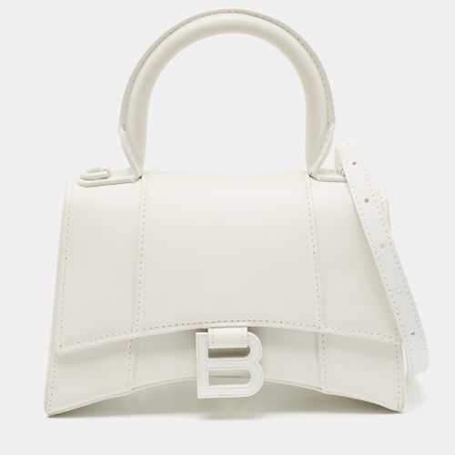 Balenciaga White Leather XS Hourglass Top Handle Bag - Balenciaga - Modalova