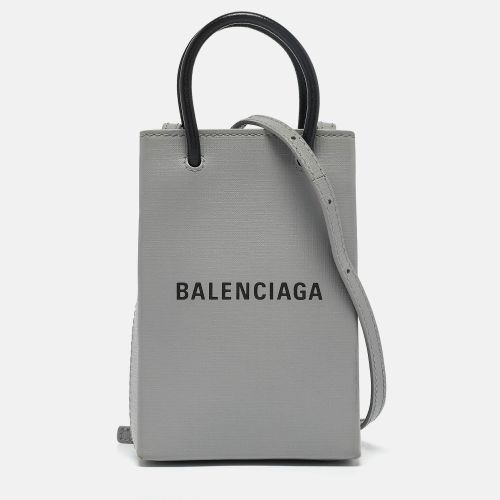 Balenciaga Grey/Black Leather Shopping Phone Holder Crossbody Bag - Balenciaga - Modalova