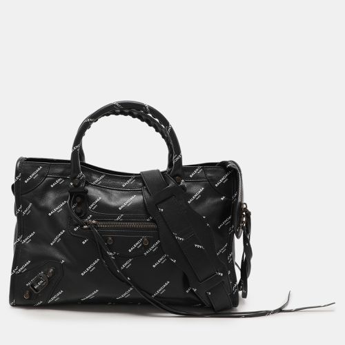 Leather All Over Logo Print Classic Small City RH Tote - Balenciaga - Modalova