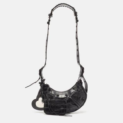 Balenciaga Black Croc Embossed Leather XS Le Cagole Shoulder Bag - Balenciaga - Modalova