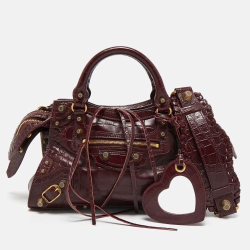 Balenciaga Dark Red Croc Embossed Leather XS Neo Cagole Bag - Balenciaga - Modalova