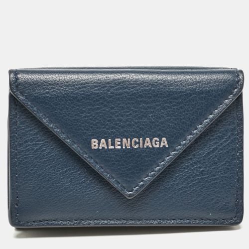 Balenciaga Blue Leather Mini Papier Wallet - Balenciaga - Modalova