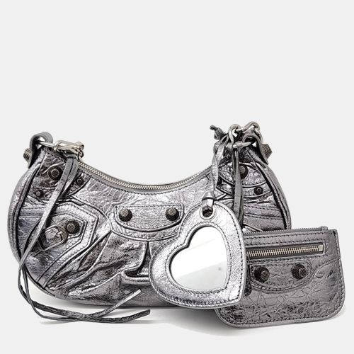 Balenciaga Silver Leather Le Cagol Mini Chain Shoulder Bag - Balenciaga - Modalova