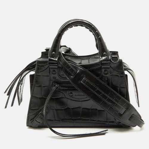 Balenciaga Black Croc Embossed Leather Mini Neo Classic Shoulder Bag - Balenciaga - Modalova