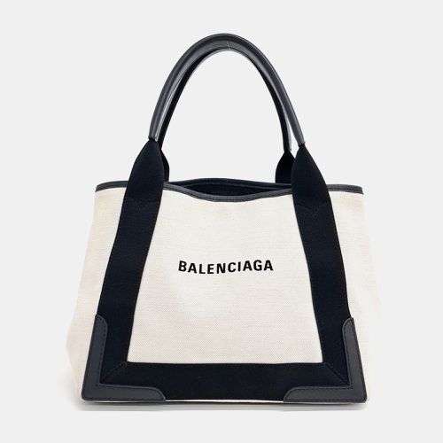 Balenciaga Black Ivory Fabric Cabas Tote Bag - Balenciaga - Modalova