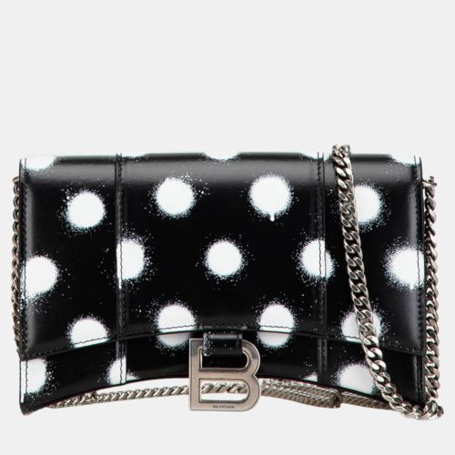 Balenciaga Black Shiny Box Calfskin Polka Dot Hourglass Wallet On Chain - Balenciaga - Modalova