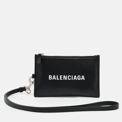 Balenciaga Black Leather Card Holder Pouch - Balenciaga - Modalova