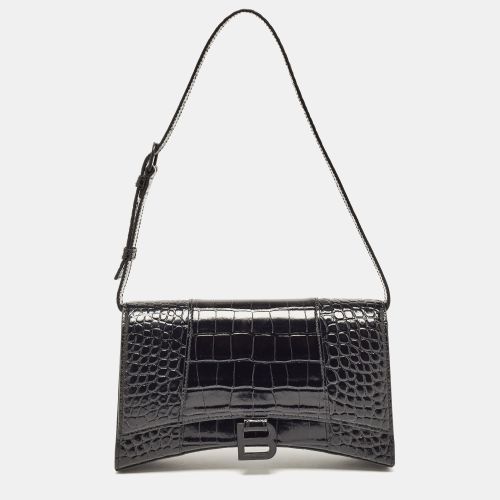 Croc Embossed Leather Hourglass Sling Shoulder Bag - Balenciaga - Modalova