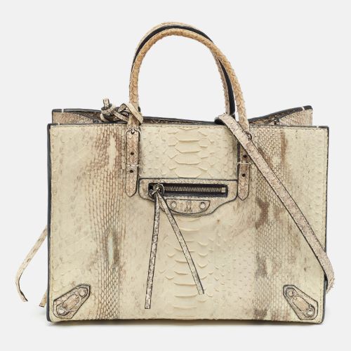 Papier A6 Side Zip /Beige Python Tote - Balenciaga - Modalova