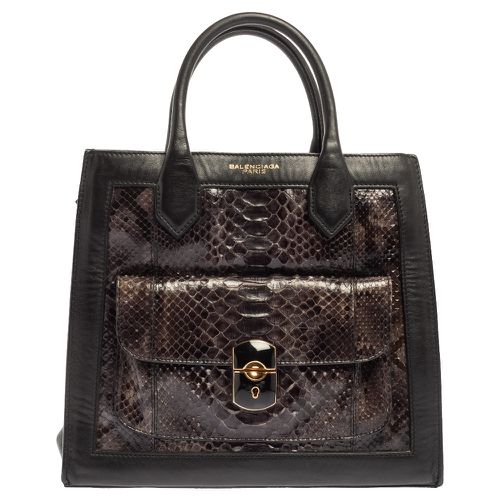 Balenciaga Black Leather and Python Padlock All Afternoon Tote - Balenciaga - Modalova