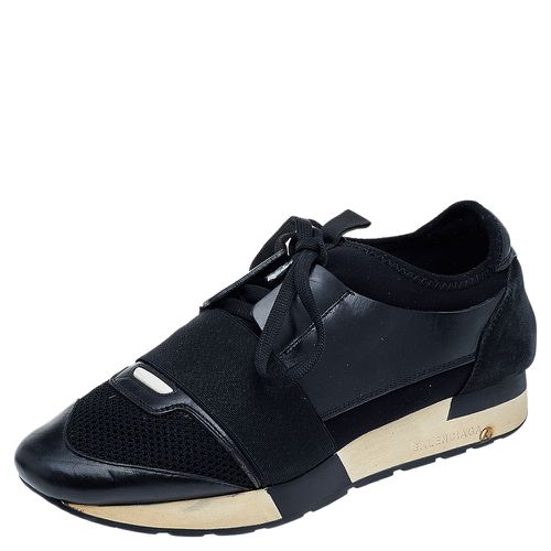 Balenciaga Black Leather And Mesh Race Runner Sneakers Size 39 - Balenciaga - Modalova