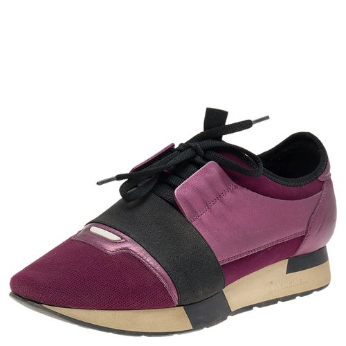 Balenciaga Purple/Black Neoprene And Leather Race Runner Sneakers Size 39 - Balenciaga - Modalova