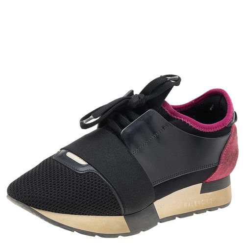 Balenciaga Black/Fuchsia Leather And Mesh Race Runner Sneakers Size 37 - Balenciaga - Modalova