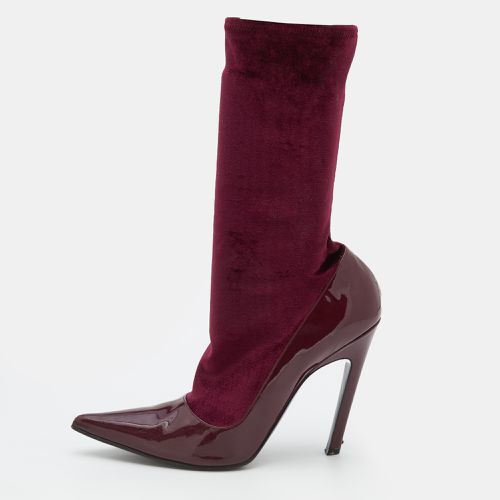 Balenciaga Burgundy Patent Leather And Velvet Knife Stretch Sock Boots Size 39 - Balenciaga - Modalova