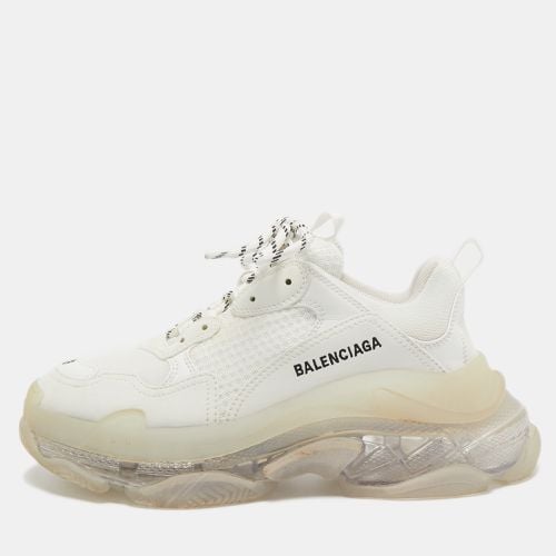 Balenciaga White Faux Leather and Mesh Triple S Sneakers Size 39 - Balenciaga - Modalova