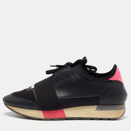 Balenciaga Black/Pink Leather and Fabric Race Runner Sneakers Size 38 - Balenciaga - Modalova