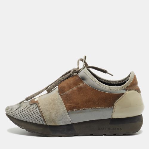 Balenciaga Grey/Brown Leather and Mesh Race Runner Sneakers Size 37 - Balenciaga - Modalova