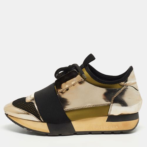 Balenciaga Tricolor Foil Leather and Mesh Race Runner Low Top Sneakers Size 35 - Balenciaga - Modalova