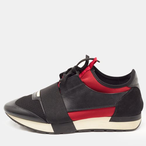 Balenciaga Black/Red Leather and Mesh Race Runner Low Top Sneakers Size 41 - Balenciaga - Modalova