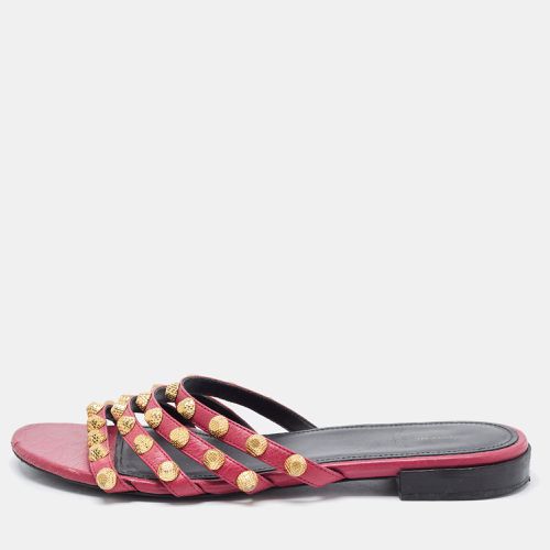 Balenciaga Pink Leather Arena Flat Slides Size 38.5 - Balenciaga - Modalova