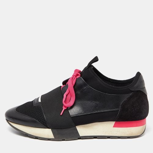 Balenciaga Black/Pink Leather,Suede and Mesh Race Runner Sneakers Size 37 - Balenciaga - Modalova