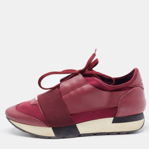 Balenciaga Burgundy Leather and Mesh Race Runner Sneakers Size 37 - Balenciaga - Modalova