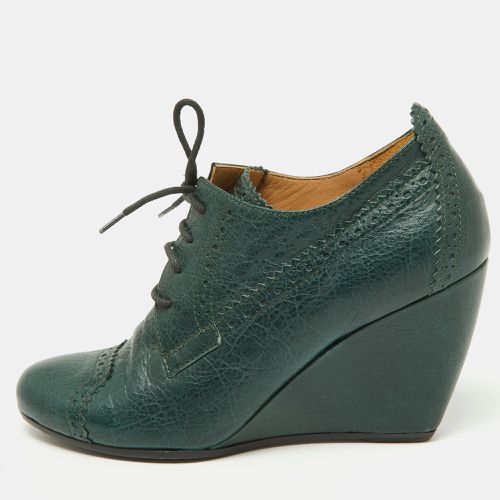 Balenciaga Green Brogue Leather Wedge Derby Size 37 - Balenciaga - Modalova