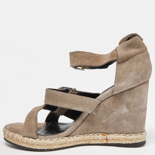 Balenciaga Grey Suede Strappy Wedge Sandals Size 39 - Balenciaga - Modalova