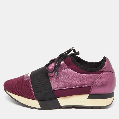 Balenciaga Purple Leather and Neoprene Race Runner Sneakers Size 38 - Balenciaga - Modalova