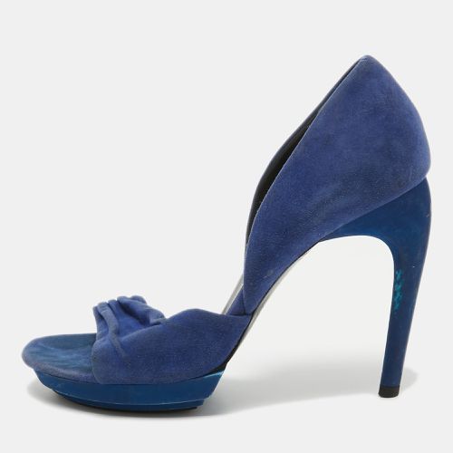 Balenciaga Blue Pleated Suede Platform D'orsay Sandals Size 38 - Balenciaga - Modalova