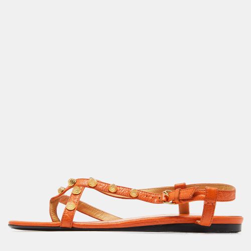 Balenciaga Orange Leather Arena Studded Thong Sandals Size 38.5 - Balenciaga - Modalova