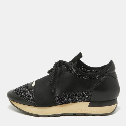 Balenciaga Black Leather and Glitter Knit Fabric Race Runner Sneakers Size 37 - Balenciaga - Modalova