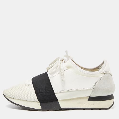 Balenciaga White/Black Leather,Suede and Mesh Race Runner Sneakers Size 39 - Balenciaga - Modalova