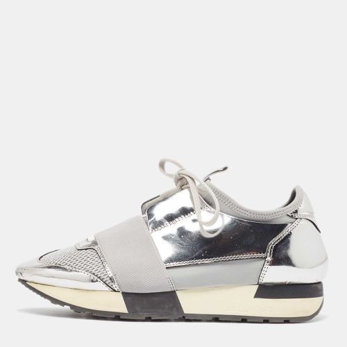 Balenciaga Silver Leather and Mesh Race Runner Sneakers Size 36 - Balenciaga - Modalova