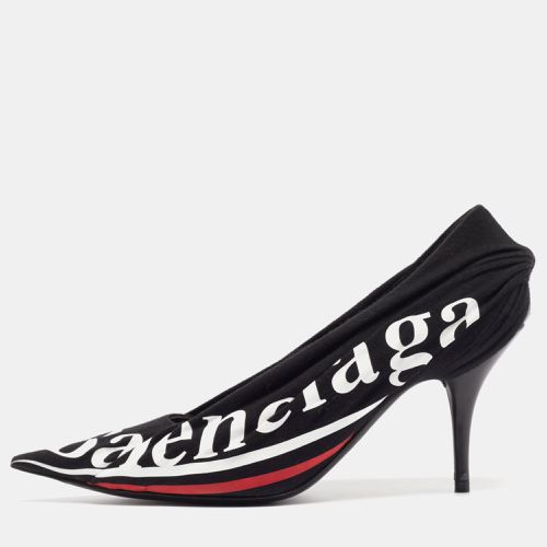 Balenciaga Black Fabric and Leather Logo Knife Pumps Size 37 - Balenciaga - Modalova